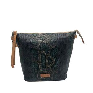 Concuela Dark Blue Snake Embossed Rattler Downtown Shoulder Bag